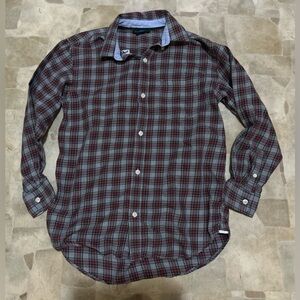 GAP Red and Gray Plaid Casual Button Down Shirt Boy’s Size XL/12